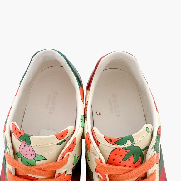 Gucci Cream and Orange Strawberry Sneakers - Picture 5 of 13